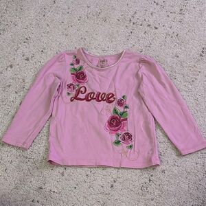 The Children’s Place Pink Long Sleeve Shirt with Floral and Embroidery Size 4T